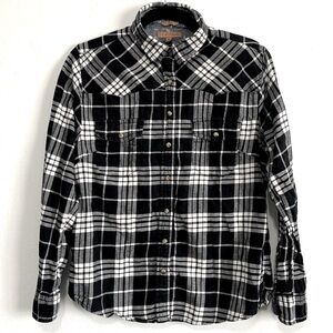 Jachs Girlfriend “Bea” 100% Cotton Plaid Flannel Snap-Up Shirt